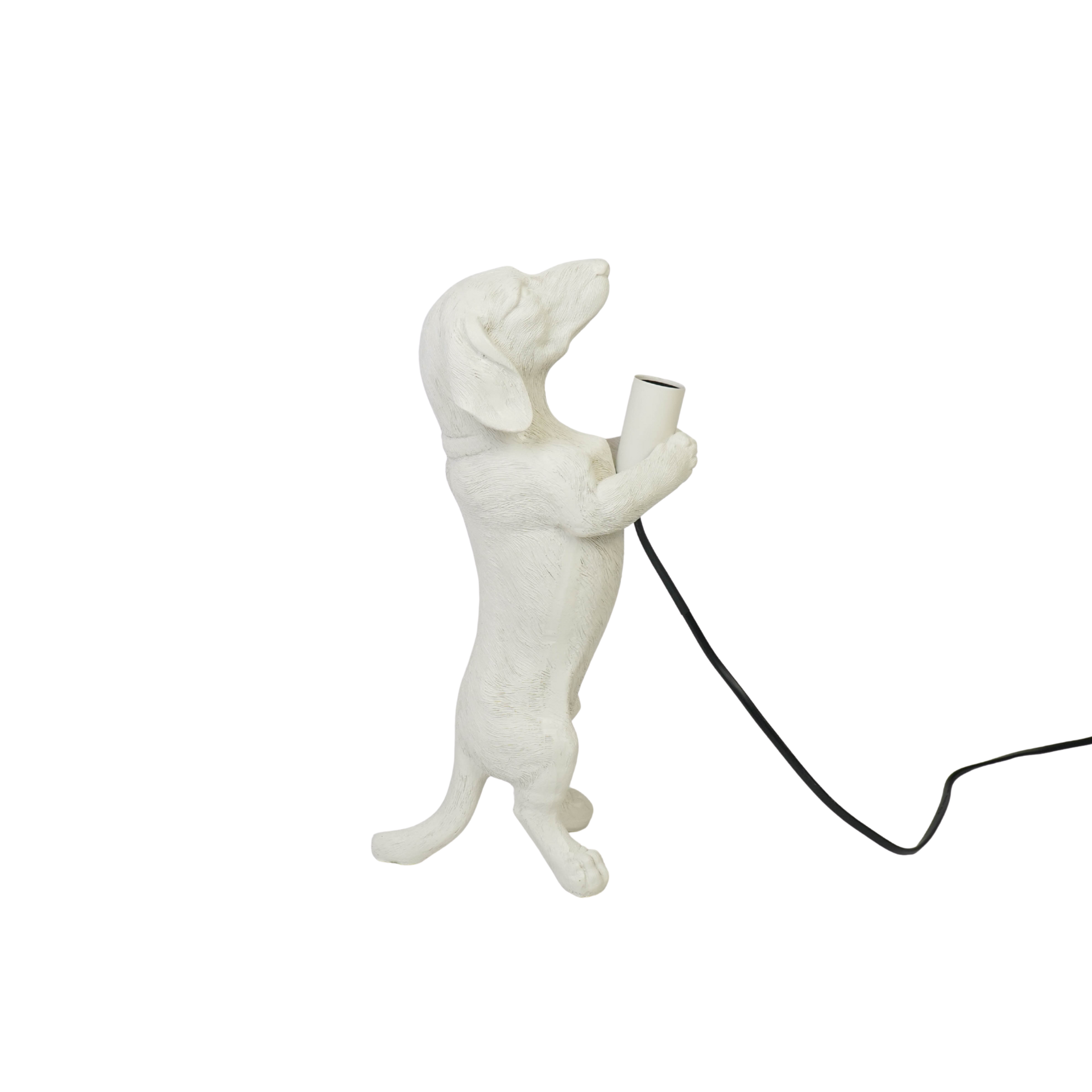 Housevitamin bv - Wholesale Figurine Lamp - Table Lamp - Dachshund Lamp - Polyresin - Cream White - E14 - 10x15x38cm6