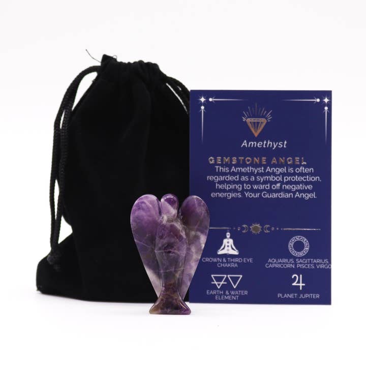 Hand Carved Gemstone Angel - Amethyst for wholesale by Ancient Wisdom
