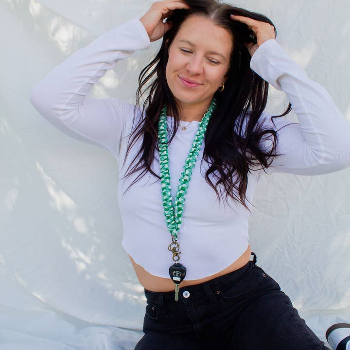 Shop Andi - Wholesale Lanyard - Women's - Kelly Green Checkered Lanyard5