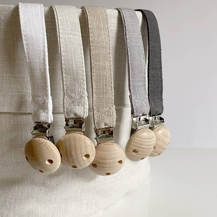 UNIQUE LOVE Design - Wholesale Pacifier Clip - Baby - Pacifier strap linen - Cozy grey