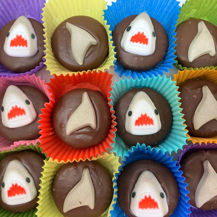 Shark Oreo's Box of 24 for wholesale by Bear Creek Candy Kitchen