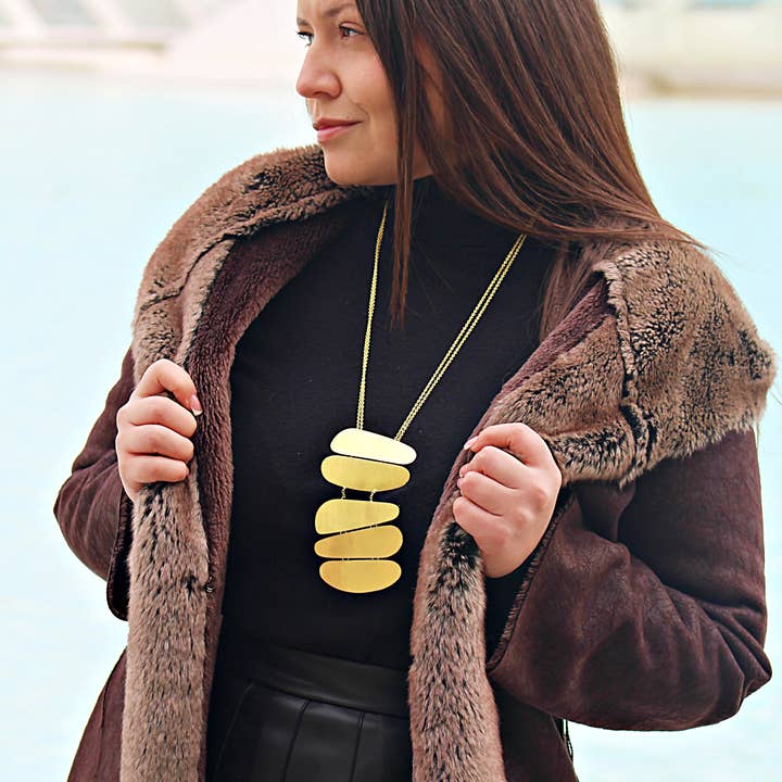 LA MAR - Wholesale Y-Neck/Lariat Necklace - PALEOLITHIC necklace gold-plated - Design with character6