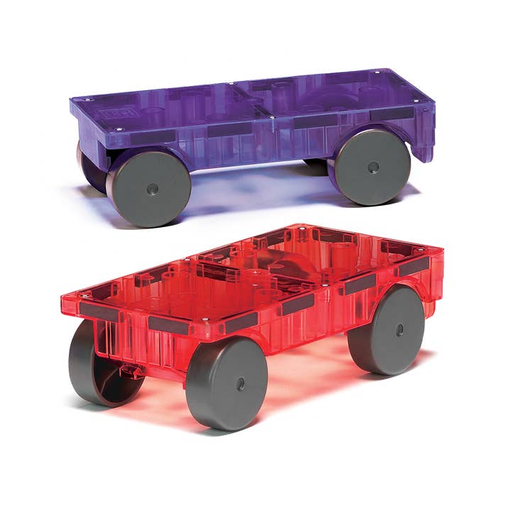 Magna-Tiles - Wholesale Building Set - Kids - Magna-Tiles Cars 2-Piece Expansion Set: Purple & Red