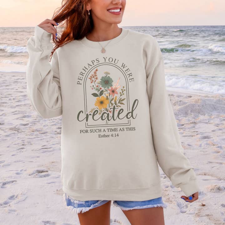 Perhaps You Were Created Faith Crewneck Sweatshirt for wholesale by J. Mack Designs