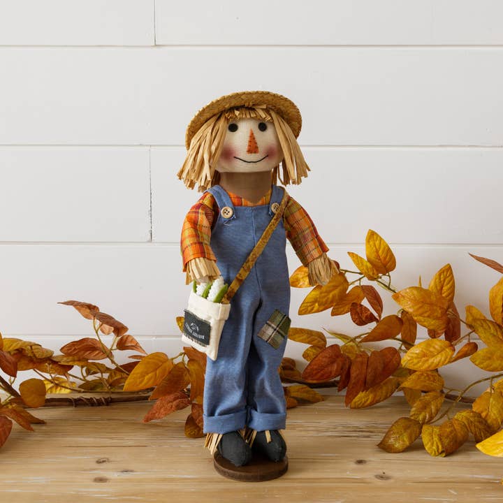 Audrey's Home & Gift - Wholesale Decorative Figurine - Standing Scarecrow Holding Market Bag (PC)