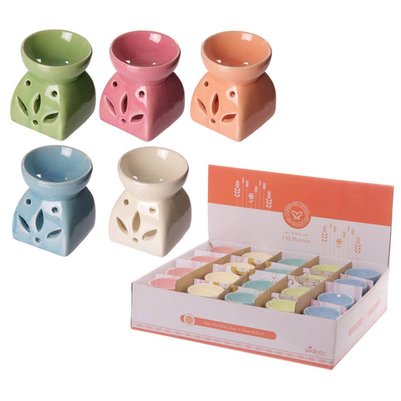 Puckator EU - Wholesale Oil Warmer - Bright Single Colour Leaf Cutout Oil Burner0