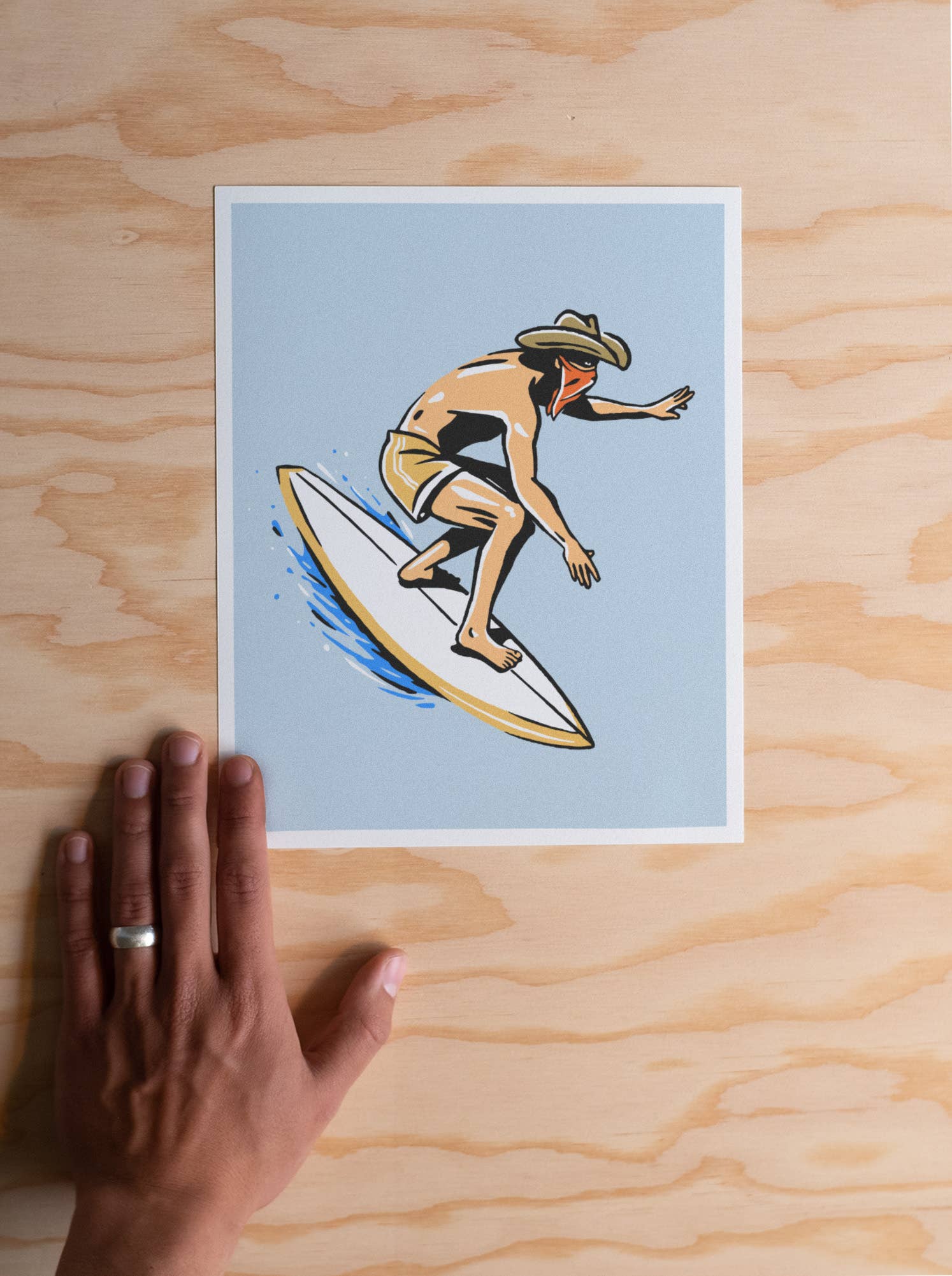 Kamin Tersieff – Engroshandel Kunsttryk – Barrel Rider Surf Cowboy Print - Drop In - Illustration1