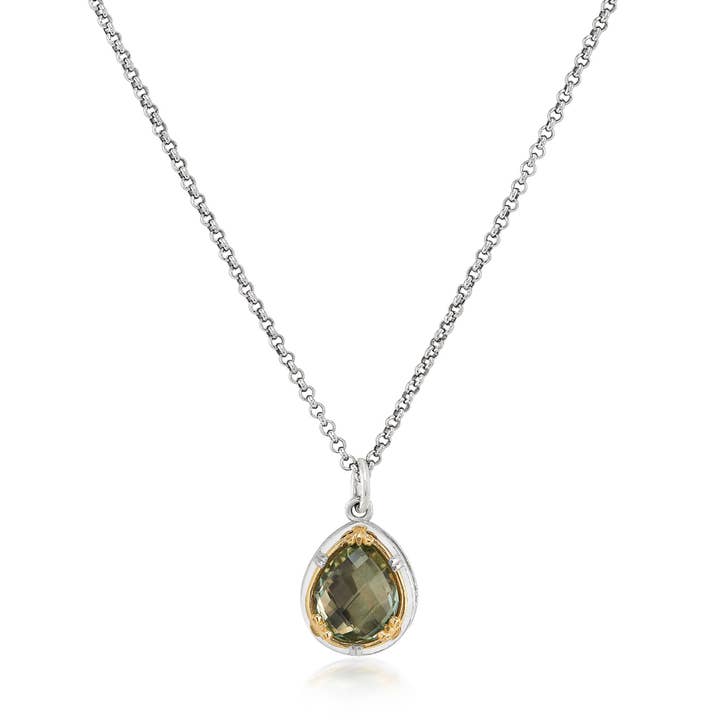Colar Petite Teardrop Verde Ametista com Vermeil em Ouro 18k por atacado de Anatoli Jewelry