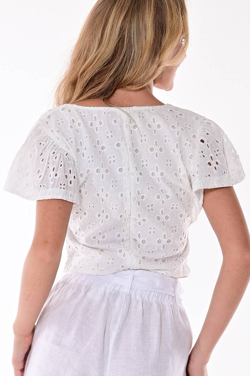 Azucar & Bohio - Wholesale Blouse - Women's - Ladies Cotton Eyelet Blouse V-neck by AZUCAR - LCB17168