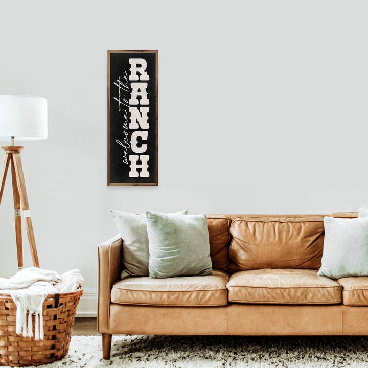 Kendrick Home - Wholesale Wood Wall Art - Welcome To The Ranch Vertical Black