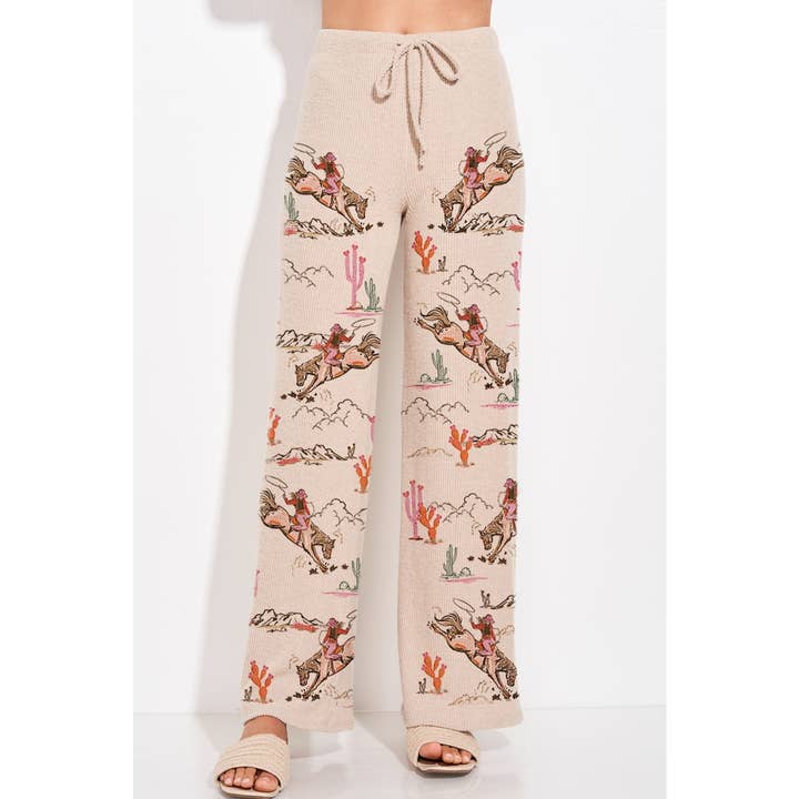 Phil Love - Wholesale Lounge Set - Women's - Desert Cowgirl Print Rib Hoodie Loungewear Set
