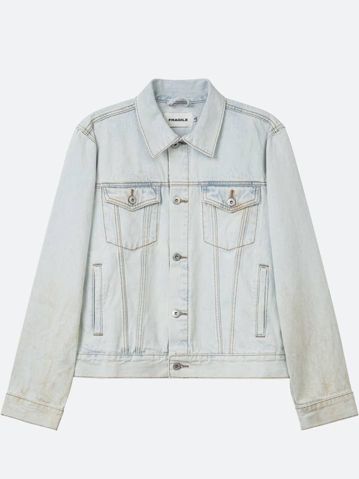 Casaco de Ganga Azul Claro Sujo FRAGILE® por atacado de FRGL