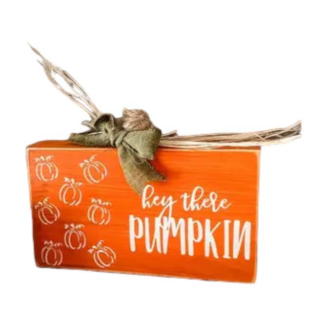 Olá, sinal de bloco de madeira de abóbora por atacado de Windsor Lane Handmade Decor & More