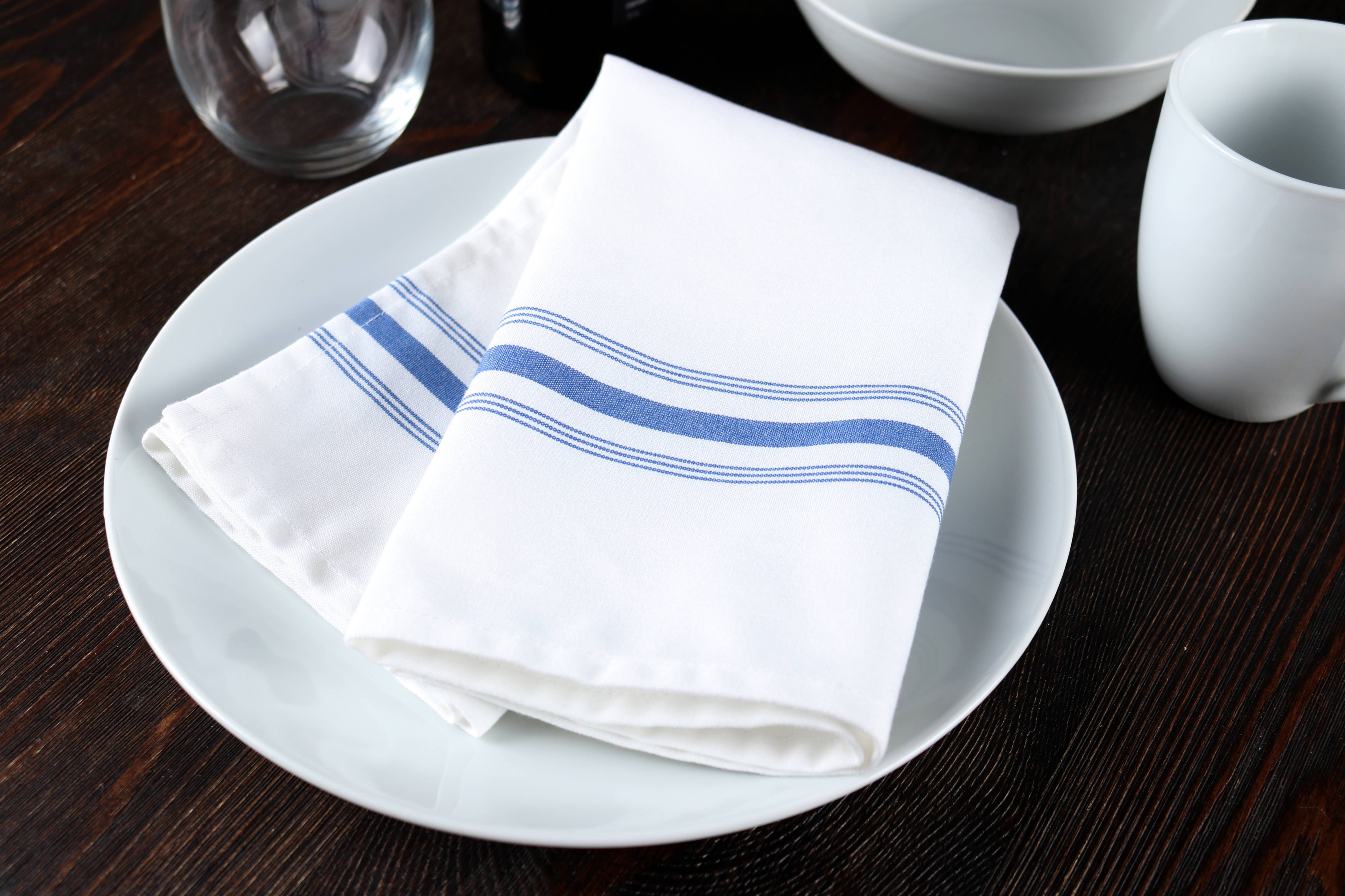 Arkwright Home - Wholesale Dinner & Cloth Napkin - Striped Bistro Napkins (12pk) - Spun Polyester, Colors,18x226