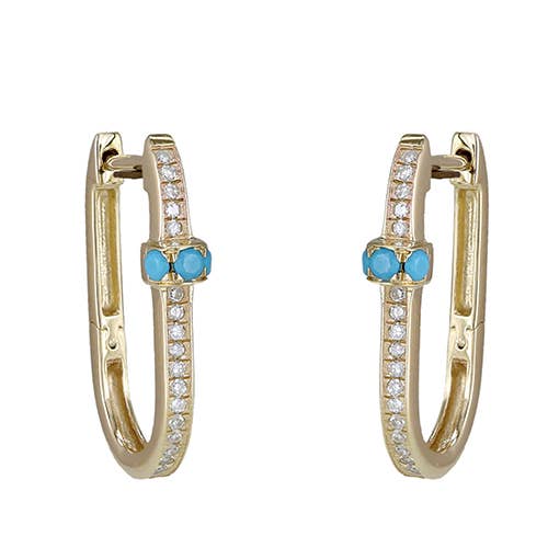 Turquoise Diamond Huggies for wholesale by Jewels of Mewar