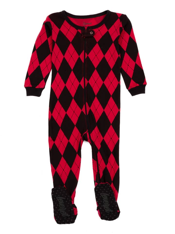 Kids Footed Cotton Pajama Argyle Pajamas for wholesale by Leveret Pajamas
