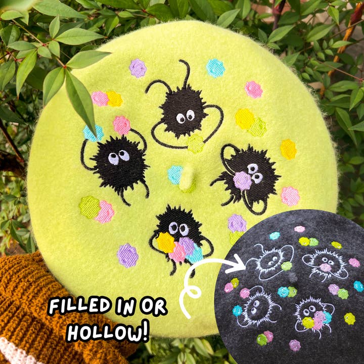 Clammy Heart - Wholesale Beret - Women's - Soot Sprites Embroidered Beret!