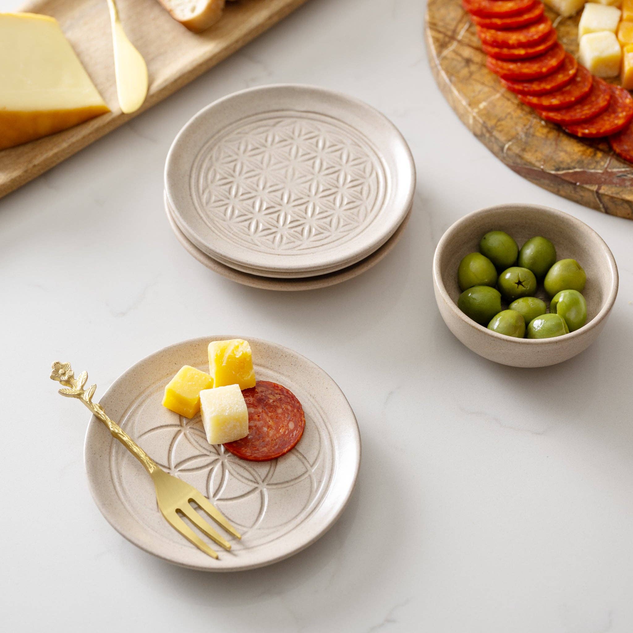 Ten Thousand Villages - Wholesale Appetizer Serveware - Sacred Geometry Appetizer Plates - Set of 41