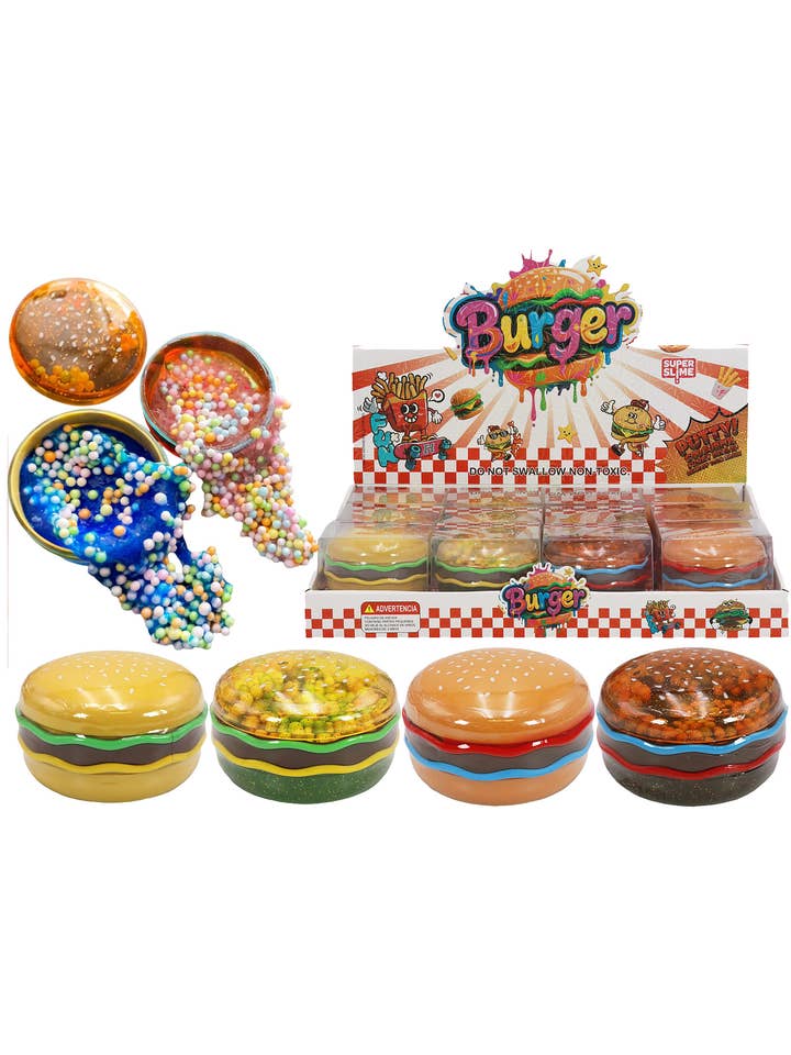 Hamburgare Snabbmat Skimrande Geléslimeburk för wholesale av Cap Zone