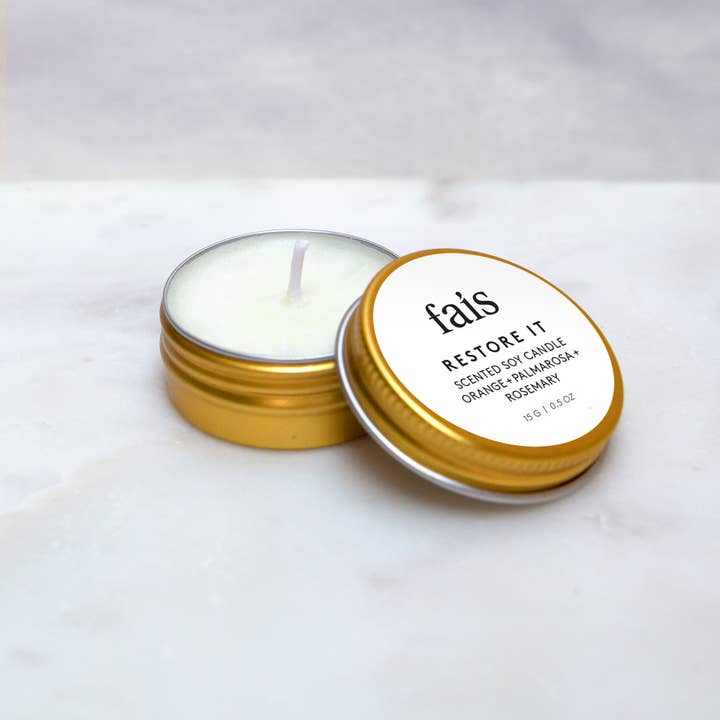 Fais - Wholesale Travel Candles - Travel 4h Burn 10% Essential Oil Soy Wax Gold Tin Candles