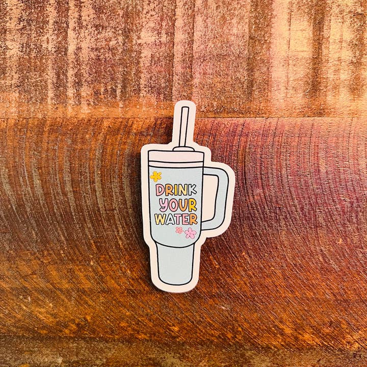 Thirty Three Prints – wholesale Sticker – Drink Your Water Sticker: Glossy Self Care Decal1