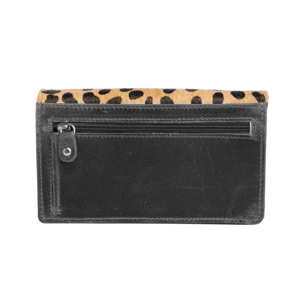 Arrigo - Wholesale Wallet - Women's - Leather Ladies Wallet RFID Black Leather Animal Print Fur32