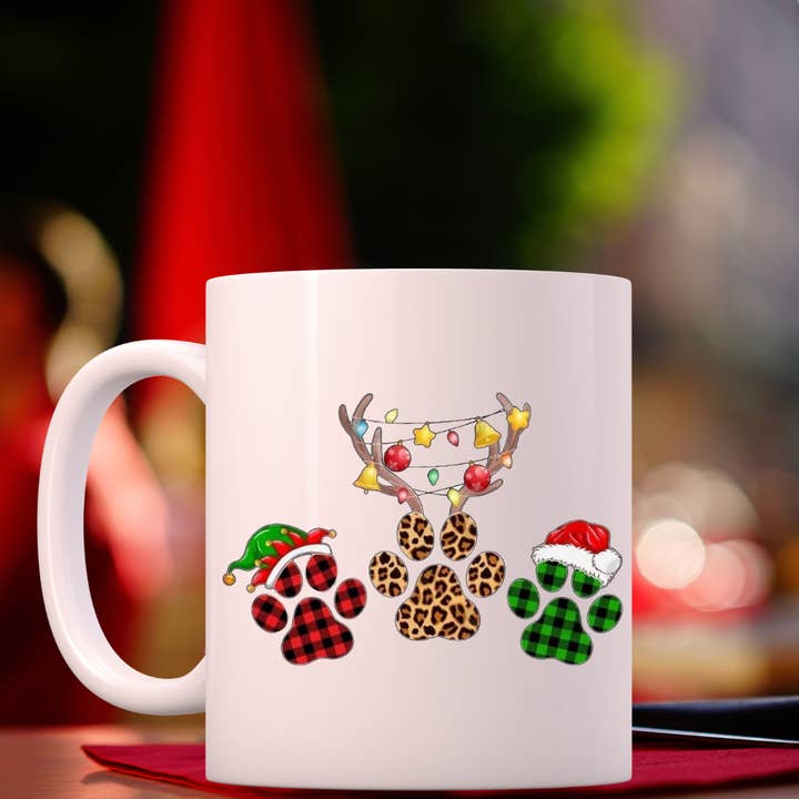 Christmas Mug Coffee Mug Tea Cup Christmas dog paw for wholesale by Dazzle Design Diva