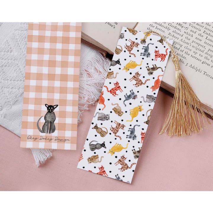 Making Meadows Ltd - Wholesale Bookmark - Bookmark | Polka Dot Cats Paper Bookmark With Tassel2