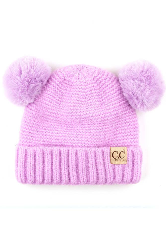 Hana - Wholesale Beanie - Kids - C.C Kids Hat with Double Pom Pom and Lining Inside1