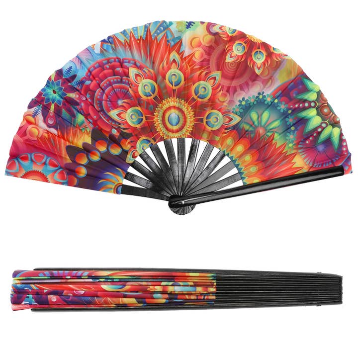 SP Sophia Collection - Wholesale Handheld Folding Fan - Graphic Printed Nylon Folding Hand Fan