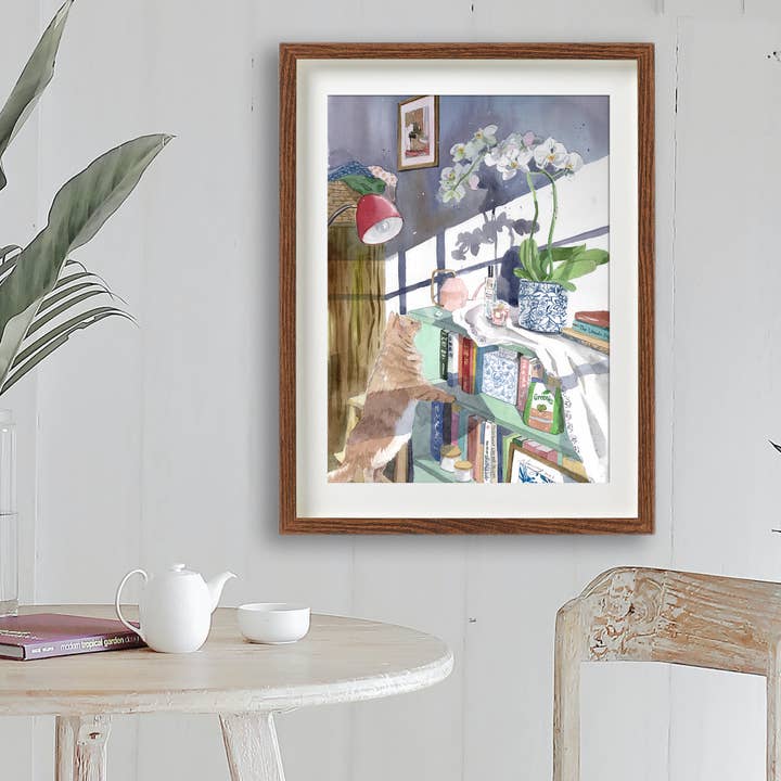 Orchid | Cat Watercolour Art Print for wholesale by NananStudio