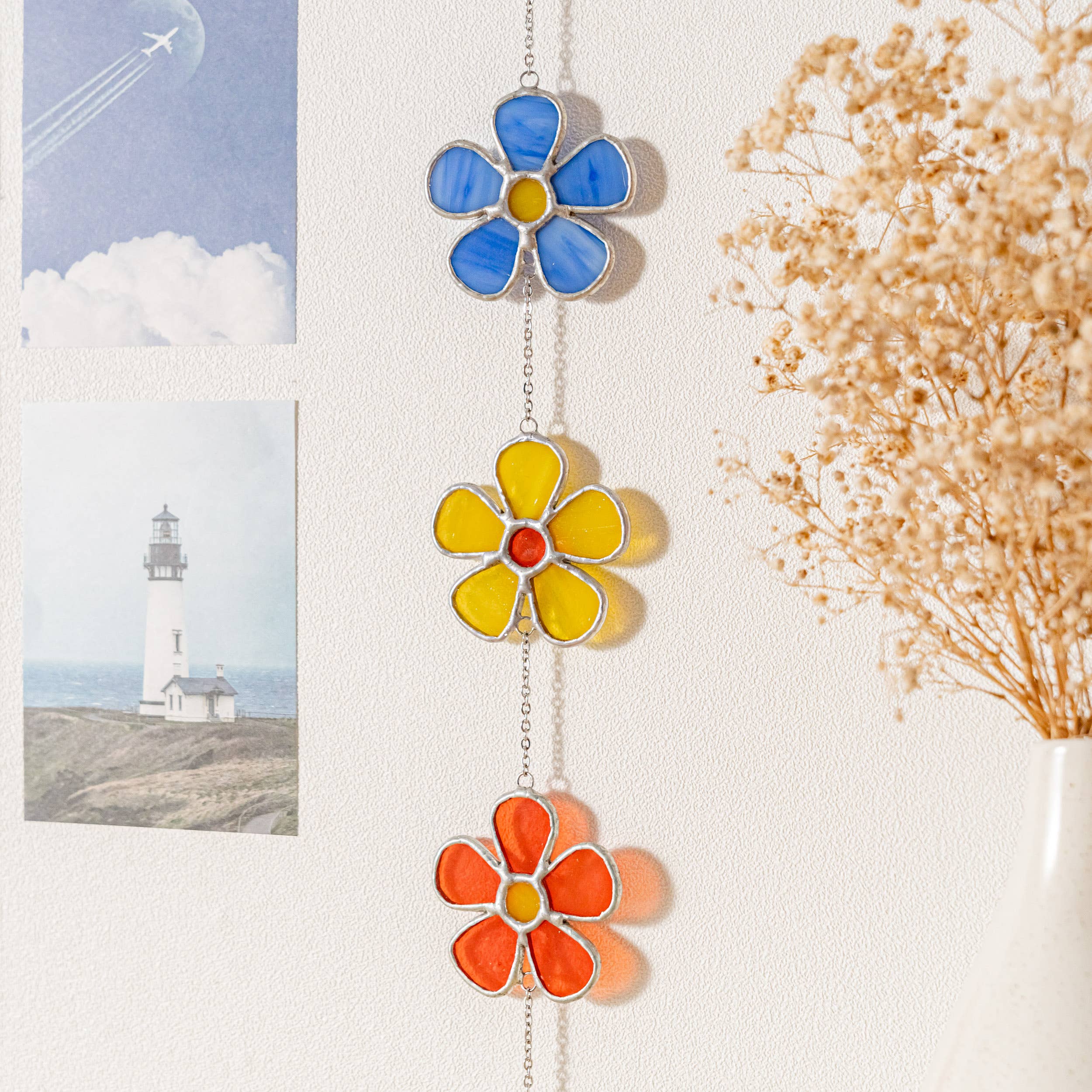 MondoBellissimo - Vendita all'ingrosso Bandierine/Ghirlande - Ghirlanda di Fiori in Vetro Colorato per Decorazione di Finestre F958