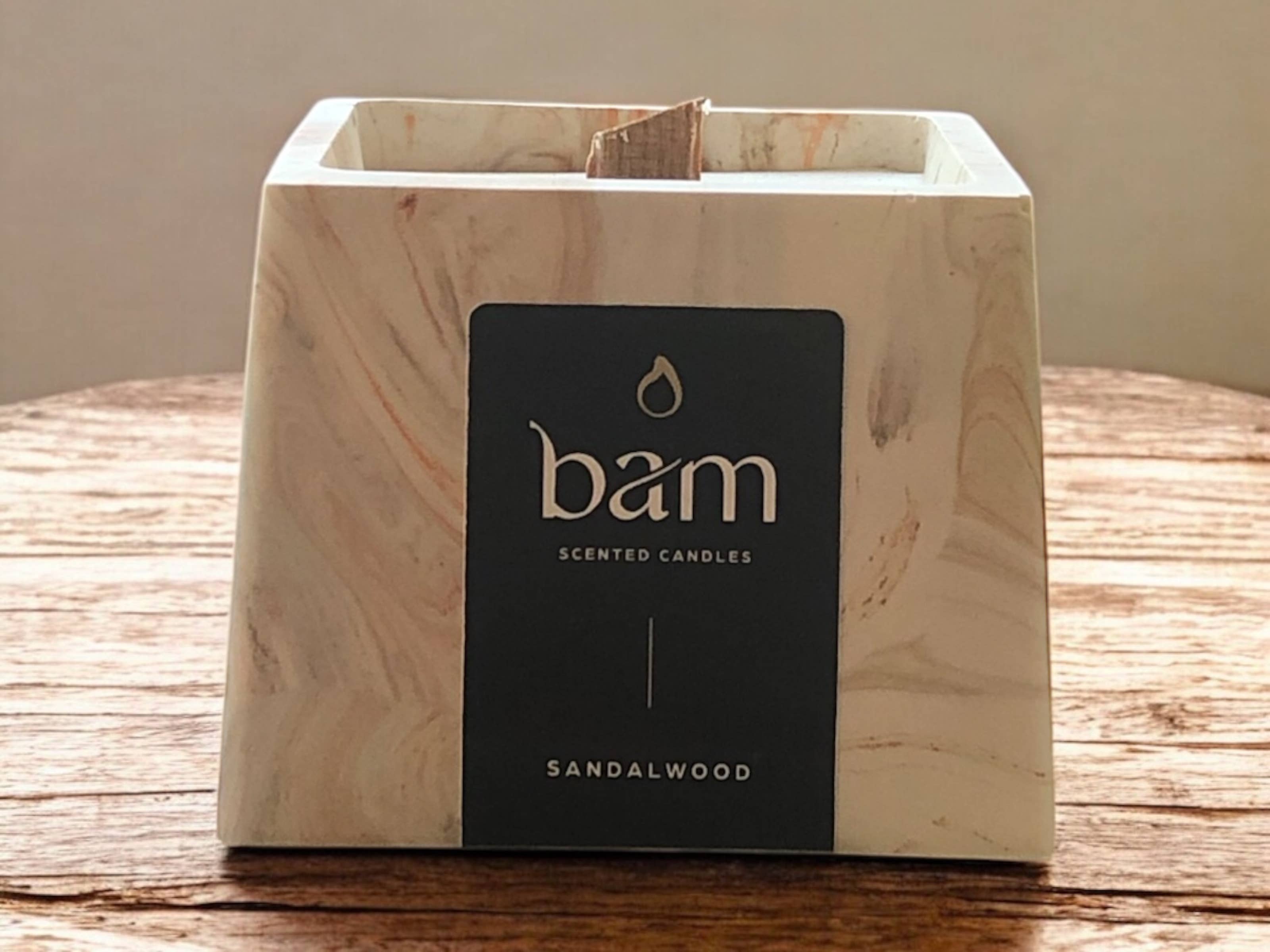 BAM - Wholesale Jar/Filled Candle - BAM - SANDALWOOD scented candle - SQUARE Collection2