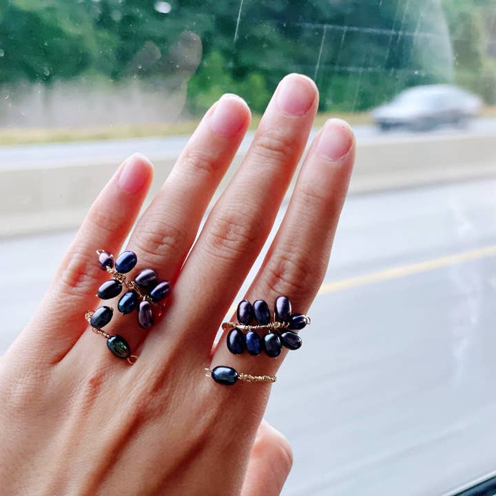 Linny’s Arsty Fingers LLC - Wholesale Cocktail/Statement Ring - Freshwater Purple Pearl Custom Wire-Wrapped Ring