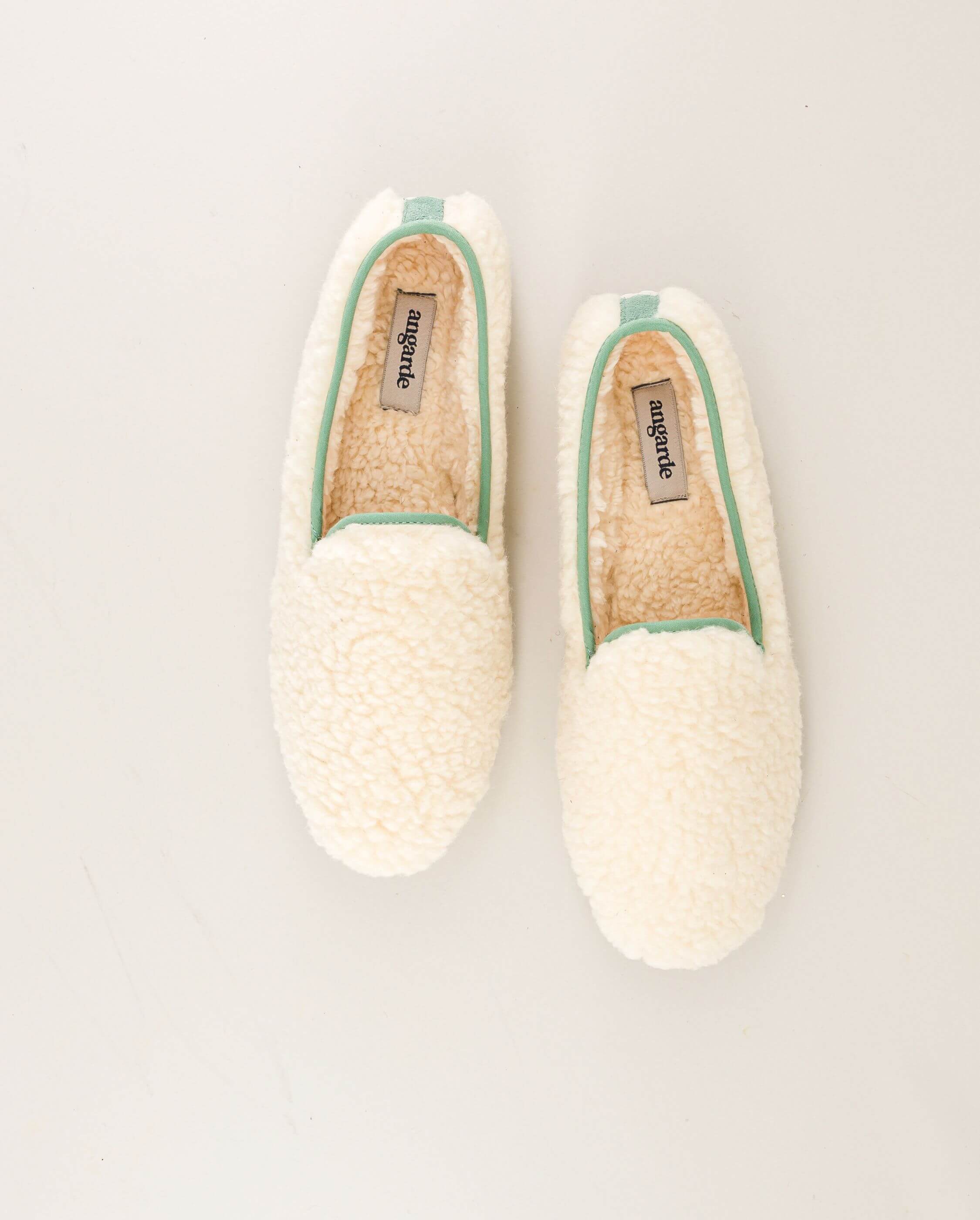 Angarde - Wholesale Slippers - Men's - Men's slipper in looped wool, sage white0