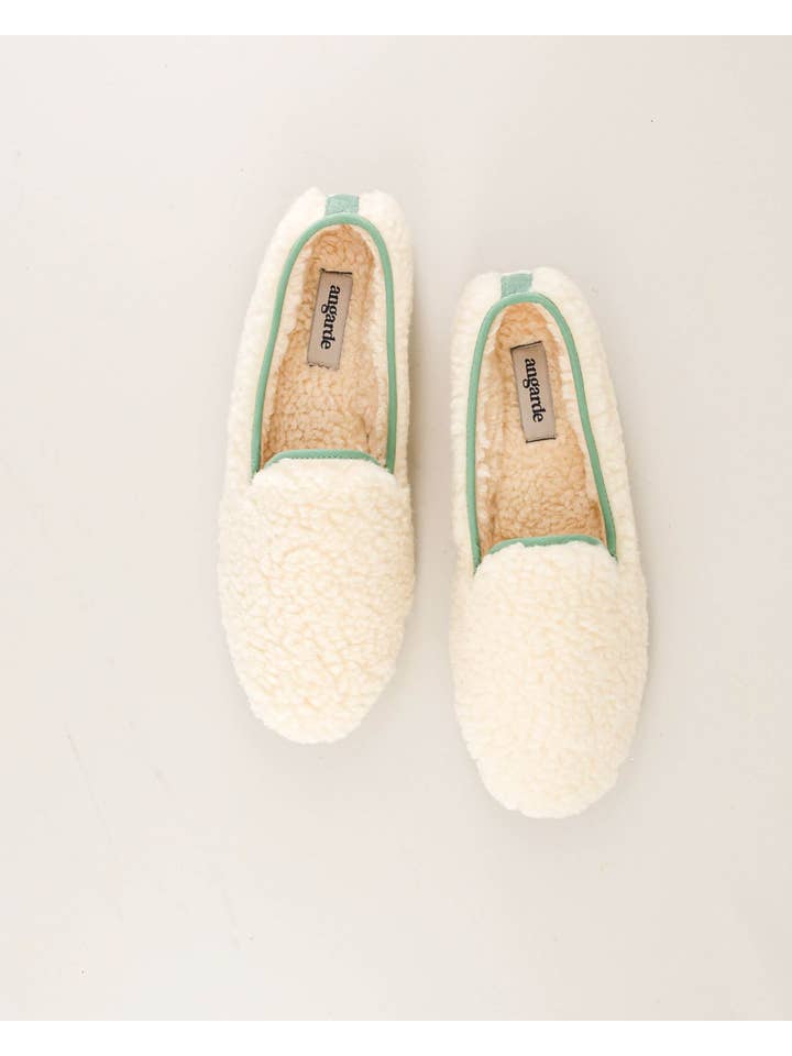 Angarde - Wholesale Slippers - Men's - Men's slipper in looped wool, sage white