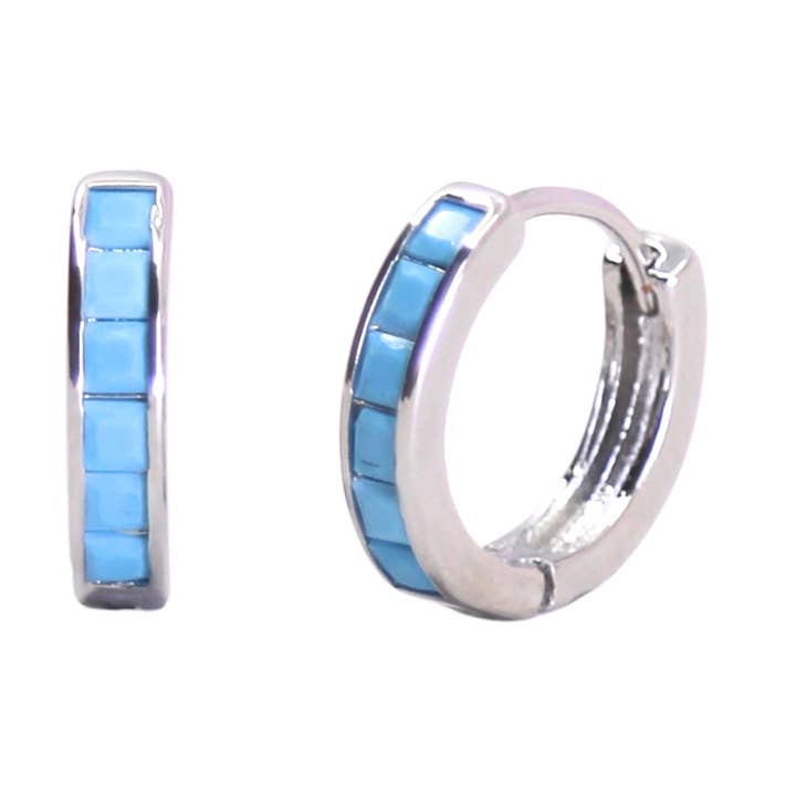 Mineral och Matter Azul Turquoise Hoop Örhängen Silverpläterade för wholesale av Mineral and Matter