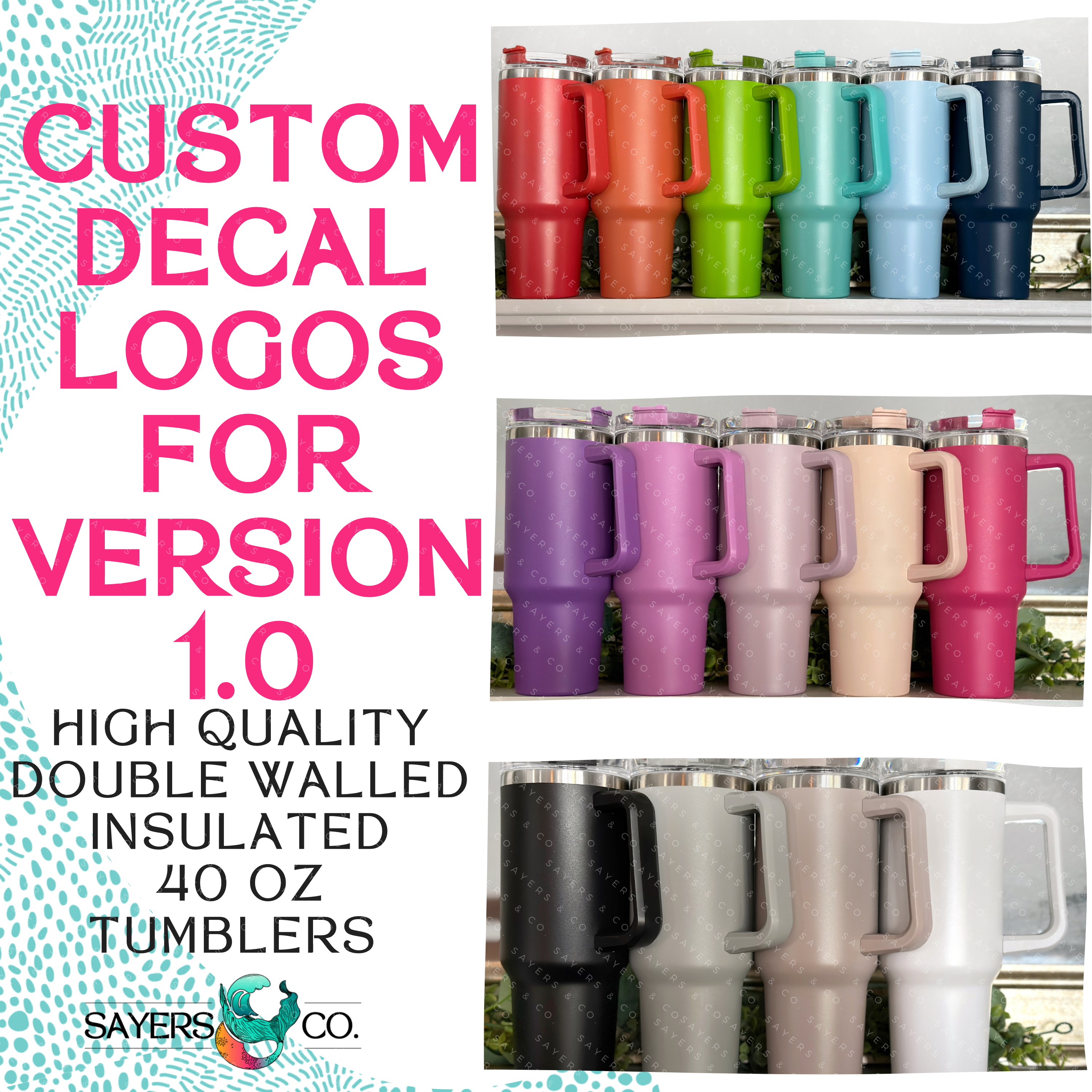 Sayers & Co. - Wholesale Insulated Mug/Tumbler - CUSTOMIZED- 40 oz Double Walled Screw Top Matte Tumbler-1