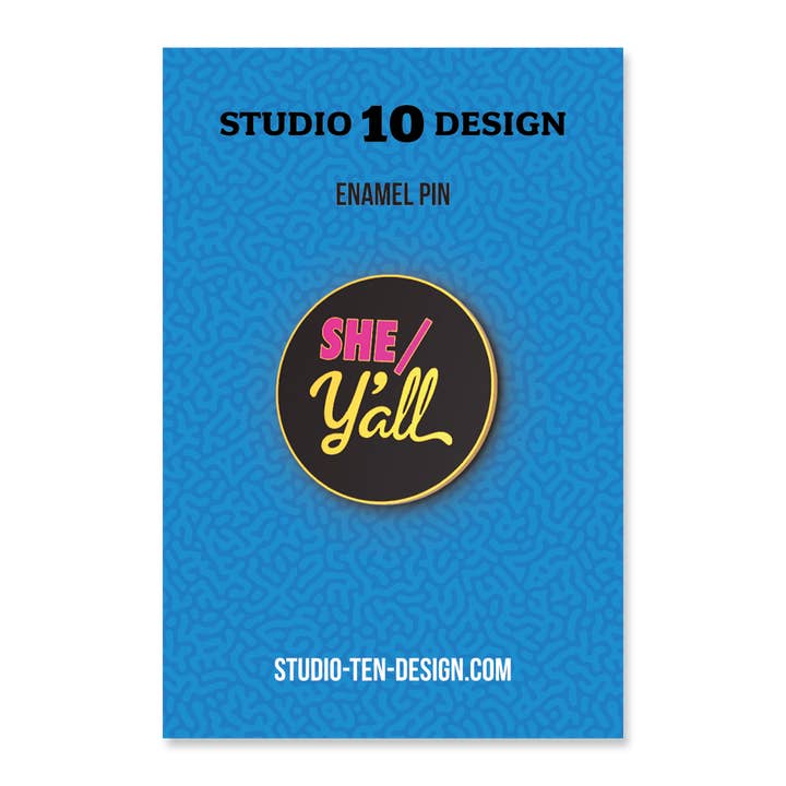 Studio Ten Design - Wholesale Lapel Pin/Button - She/Y'all Pronouns Enamel Pin