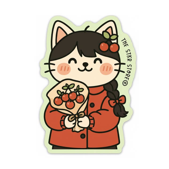 Boquet KoroKoroPoko Kirschkatze Strukturierte Aufkleber für den Großhandel von the stkr store