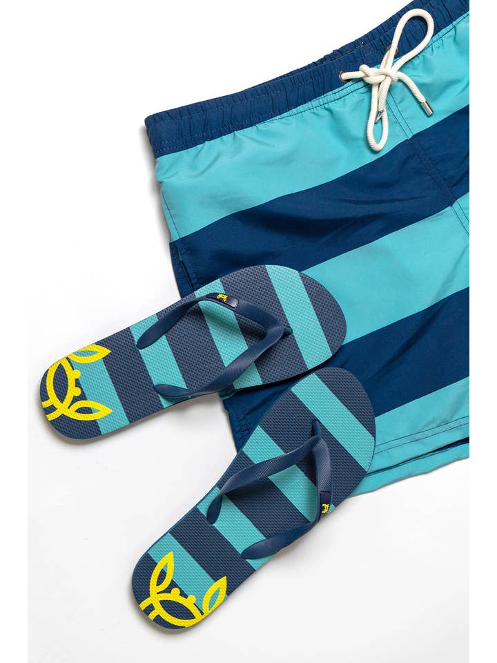 Custi Mikelo - Wholesale Flip Flops - Unisex - Turquoise Striped Flip-Flops