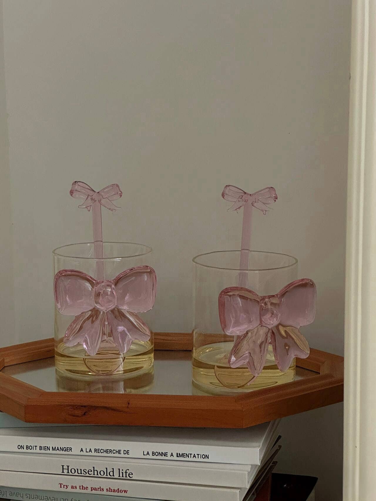 INSPECIAL HOME – Copo/caneca por atacado – Conjunto de 10 copos de vidro com laço decorativo feitos à mão6