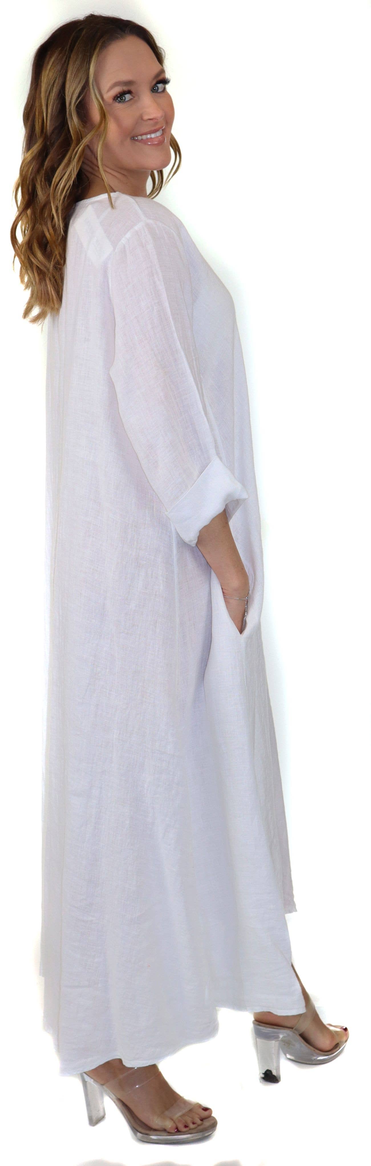 LINEN AND GAUZE - Wholesale Dress - Women's - Linen Women summer dress Swing Maxi Dress in washed linen 1
