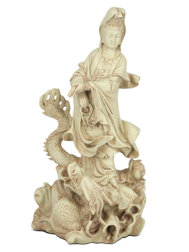 Kuan Yin on Dragon Statue for wholesale by Buddha Groove