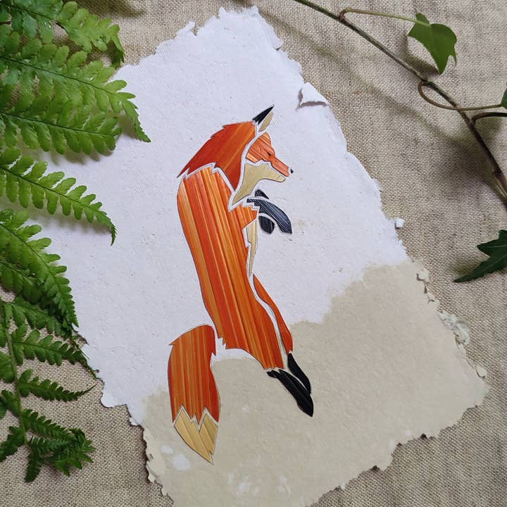 Alliance d'Essences - Wholesale DIY Craft Kit - The Mulotant Fox - Straw Marquetry Kit2