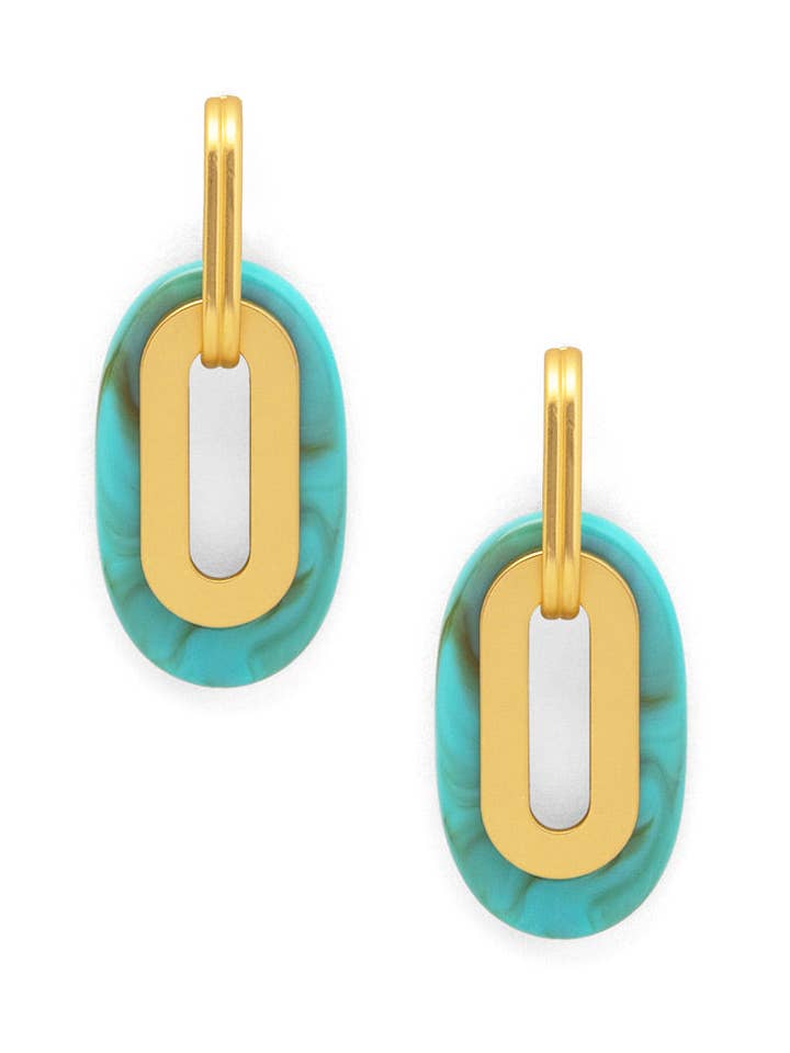 Pendiente de gota ovalada de resina y metal para venta al por mayor de ZENZII Jewelry