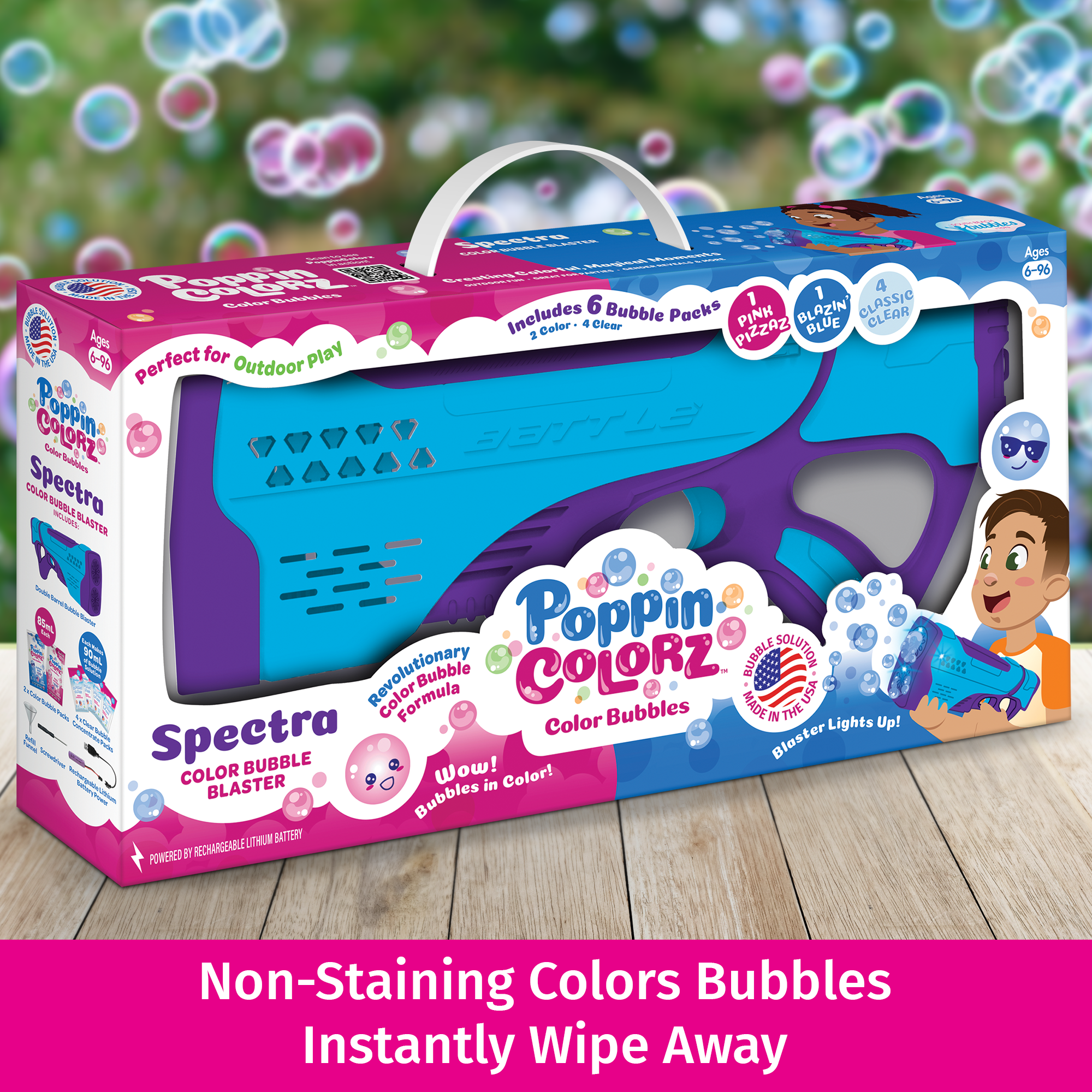 South Beach Bubbles - Wholesale Bubble Wand - Kids - PoppinColorz Spectra: Rechargeable Color Bubble Blaster7