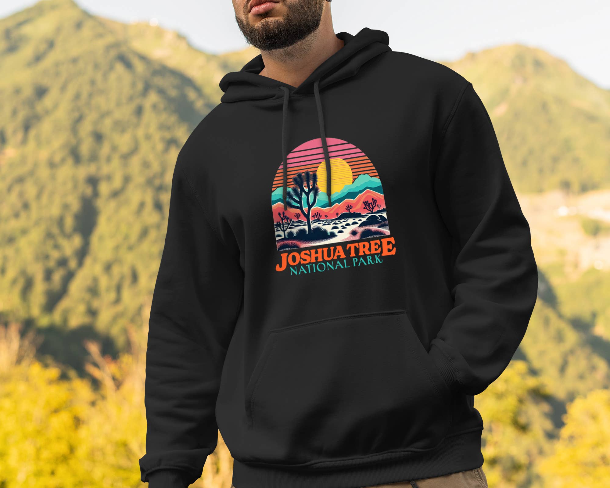 Vivtrek - Wholesale Hoodie - Unisex - Vintage Joshua Tree US National Park Retro Sunset Hoodies1