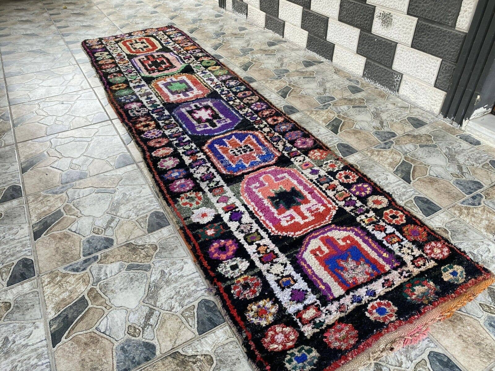 Oushak Rugs - Vente Tapis de couloir - Tapis Vintage Herki Tribal Turc Fait Main en Laine18