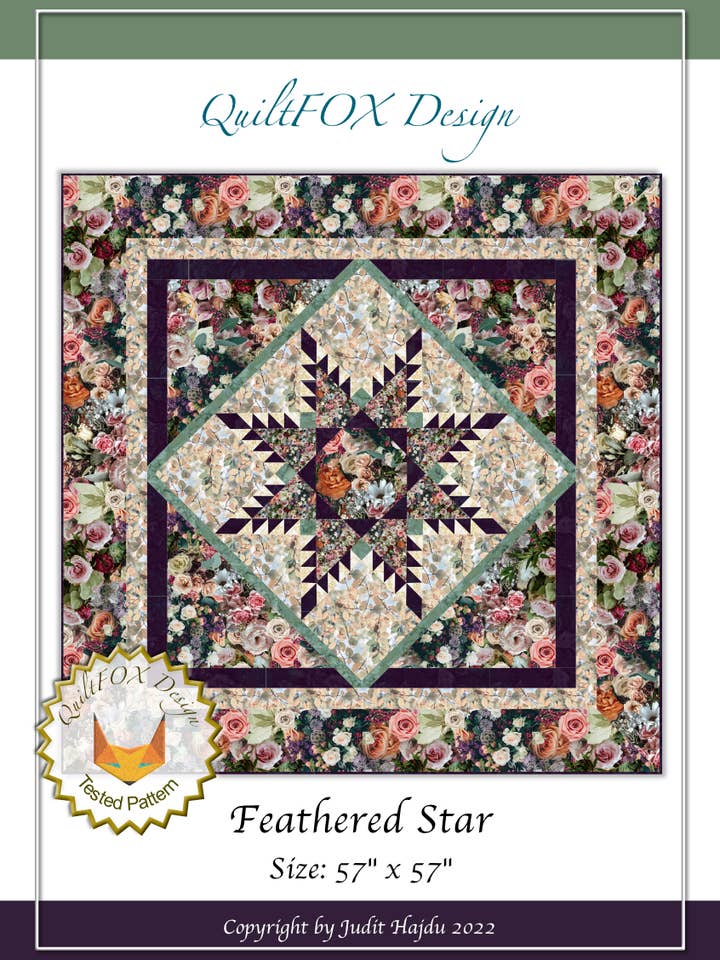 Fjäderstjärna, Storlek: 57 ”x 57" för wholesale av Quiltfox Design